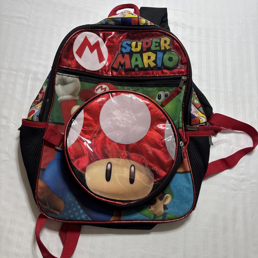 Super Mario Bros Backpack & Insulated Red Mushroom Cooler Bag Bioworld Yoshi