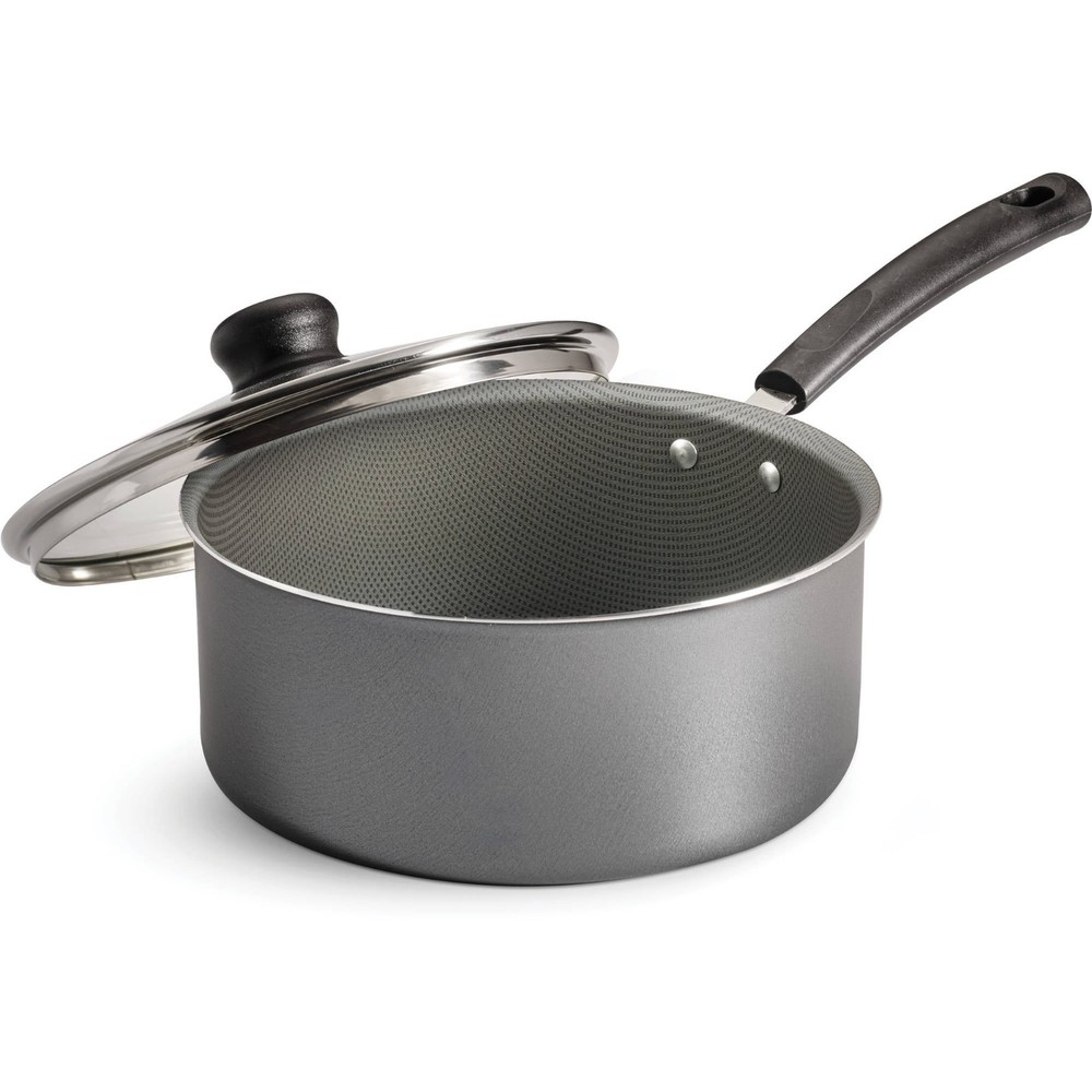 3 Quart Non-Stick Steel Gray Covered Sauce Pan