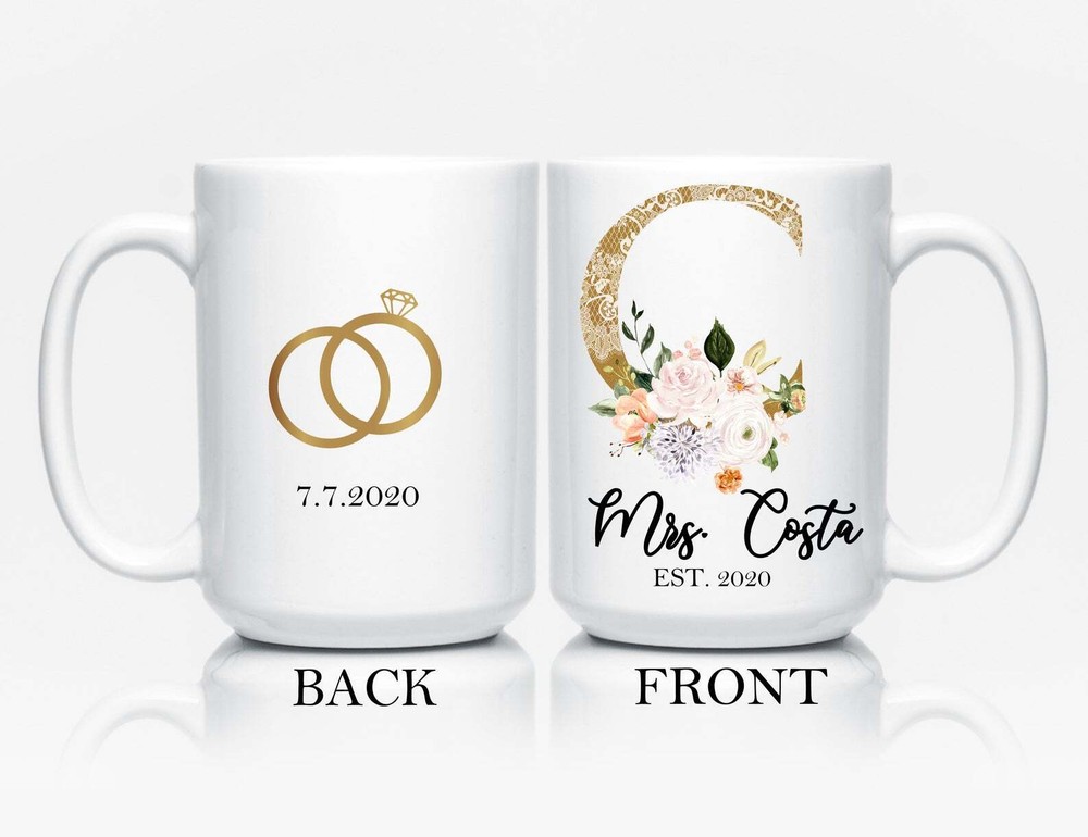 Personalized Mrs Initial Mug Future Mrs Monogrammed Coffee Cup Bridal Shower