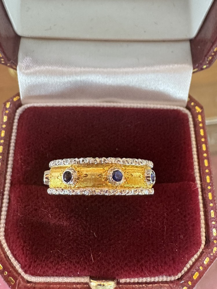 Vintage Buccellati Ladies Band with Sapphires and Diamonds, 6.5 Size