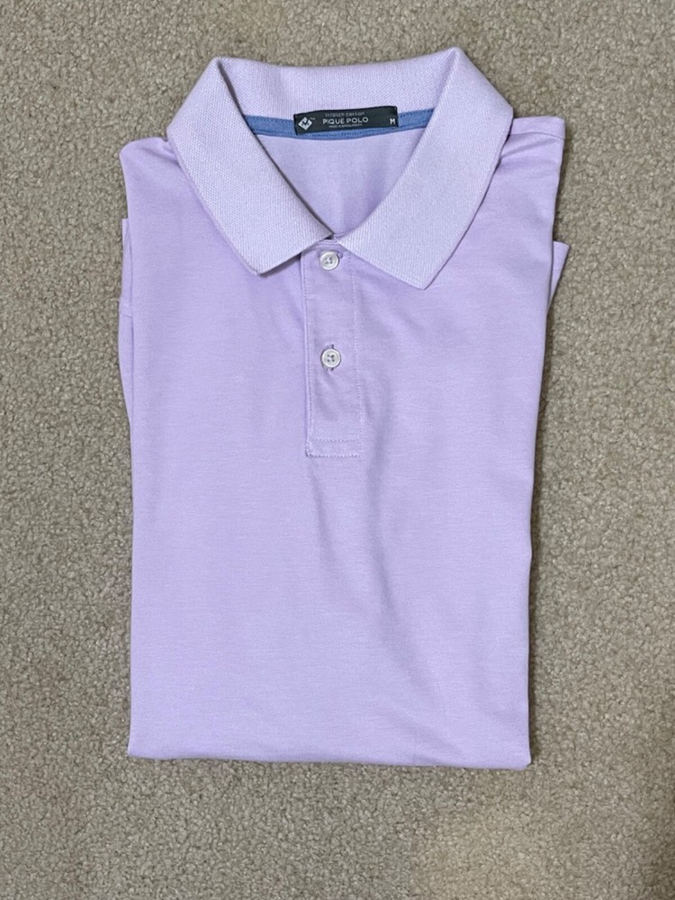 Members Mark Stretch Cotton Pique Polo Mens Medium Lavender Shirt-image