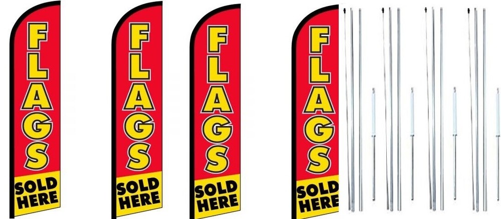 Flags Sold Here Windless Flag With Complete Hybrid Pole set- 4 pack