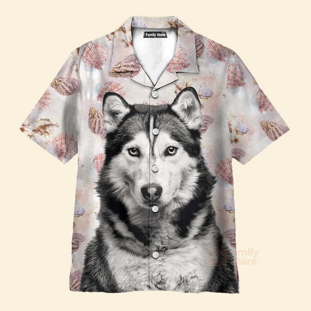 Husky Terrier Mens 3D Hawaiian Shirt Husky Button Up Shirt