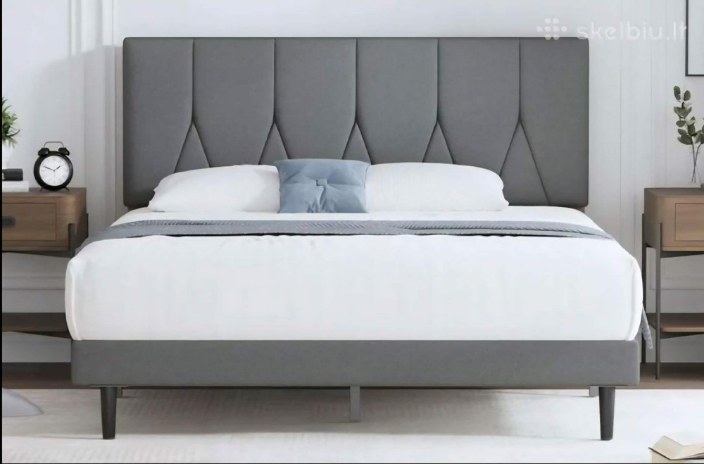 Upholstered Bed 90 x 200 cm – Double Bed Frame with Headboard
