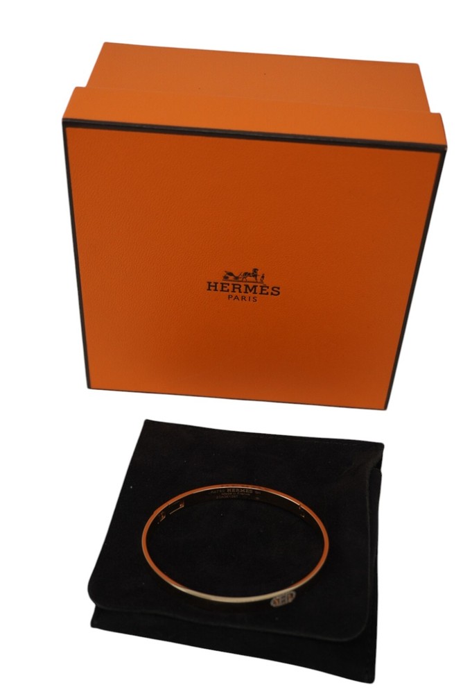 Hermes 18k Rose Gold Diamond H DAncre Bracelet Luxury Jewelry  