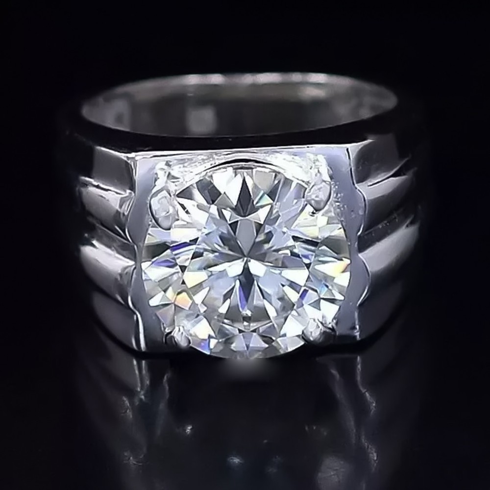 Certified 5.55 Ct Treated White Round Cut Diamond 925 Sterling Silver Ring