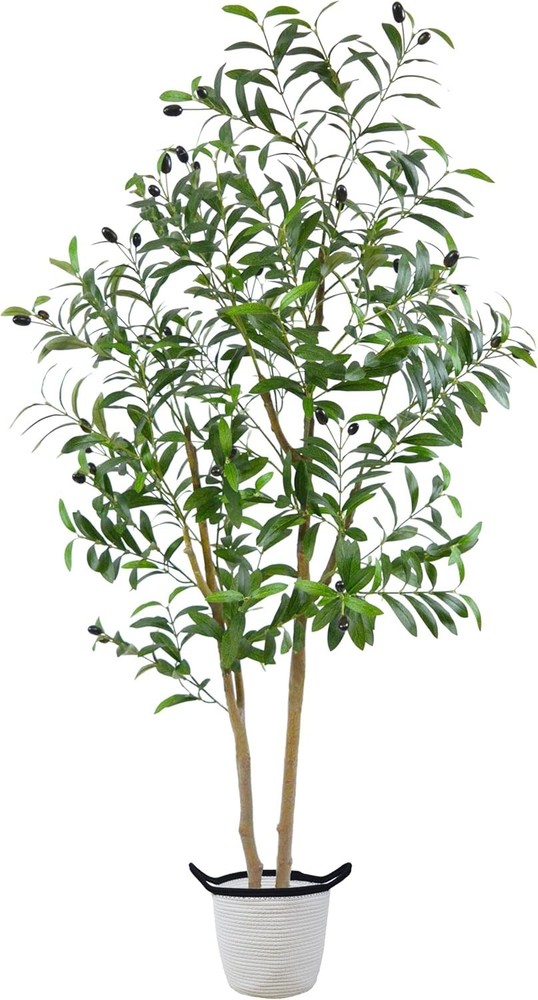 5ft Lifelike Olive Artificial Tree in Decorative Basket for Home Decor