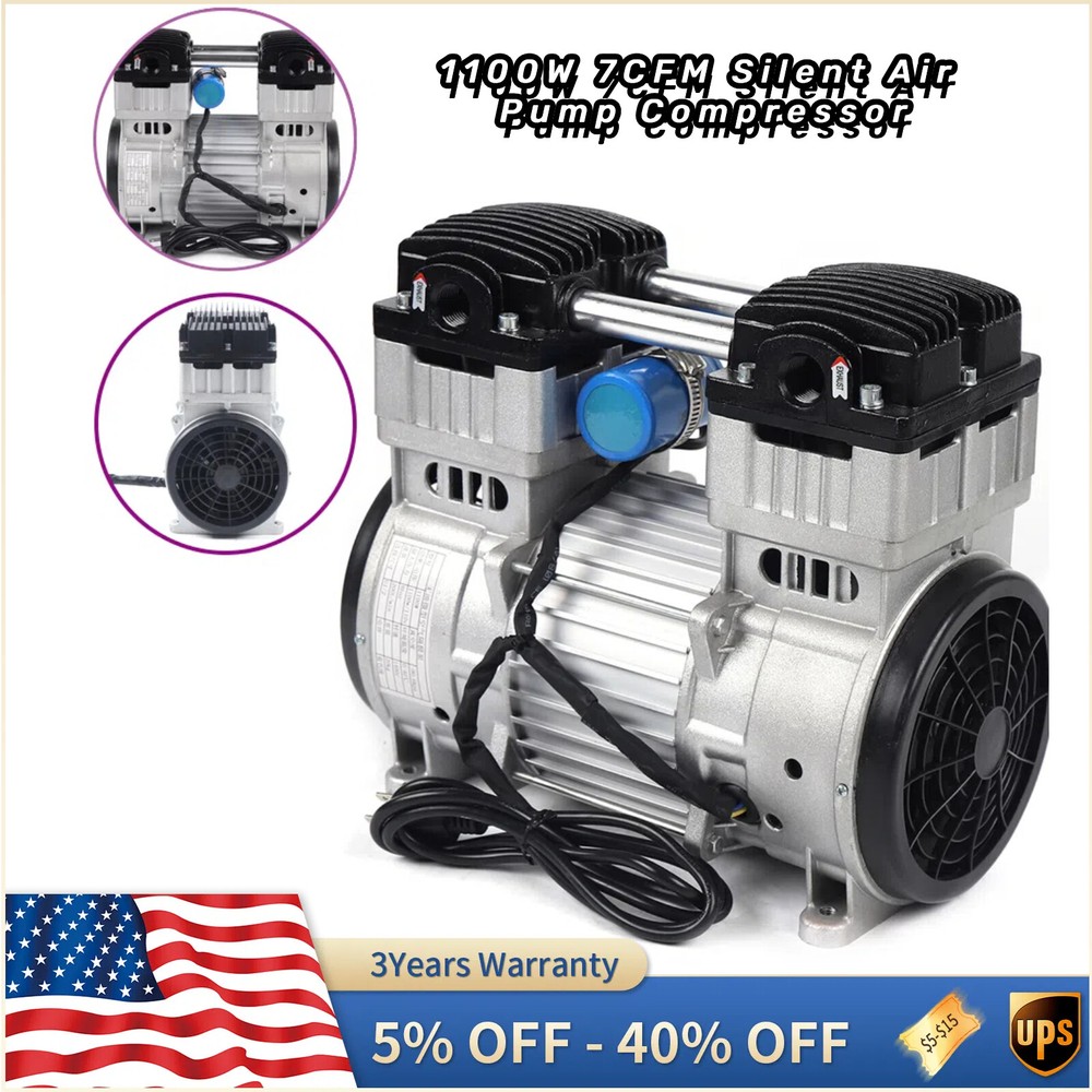 1100W 7CFM Silent Mute Oilless Air Pump Vacuum Compressor Head