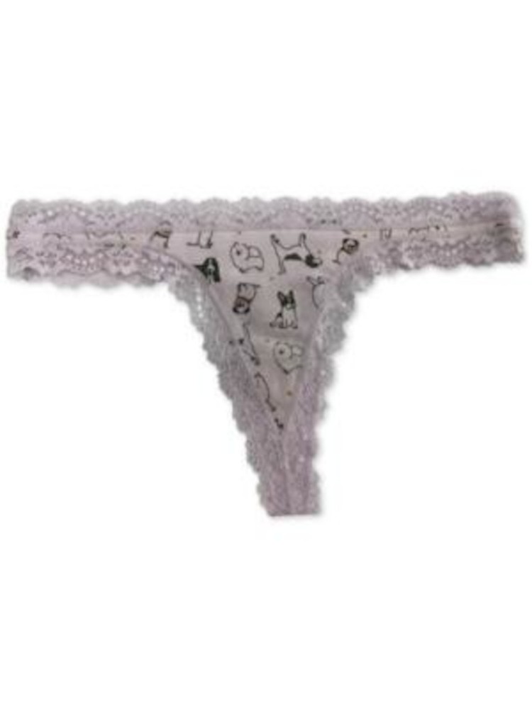 JENNI Intimates Purple Elastic Lace Trim Thong Underwear XXXL