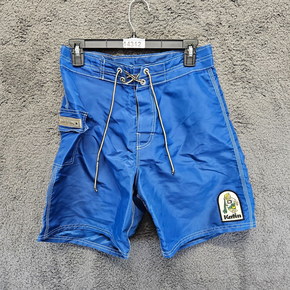Vintage Katin Custom Surf Trunks Mens Size 30 Blue Swim Board Shorts USA