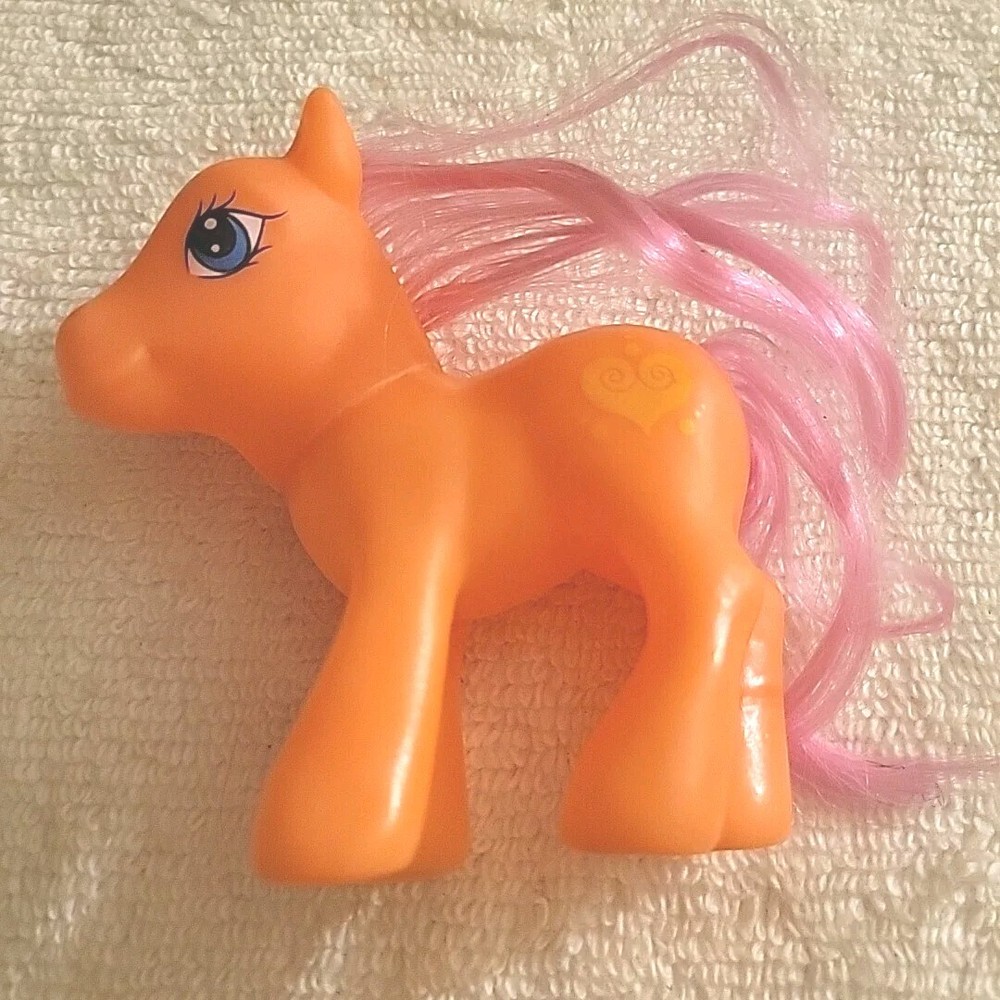 Vintage My Little Pony G1 MLP Neon Orange Pony Pink Hair Yellow Heart Rare