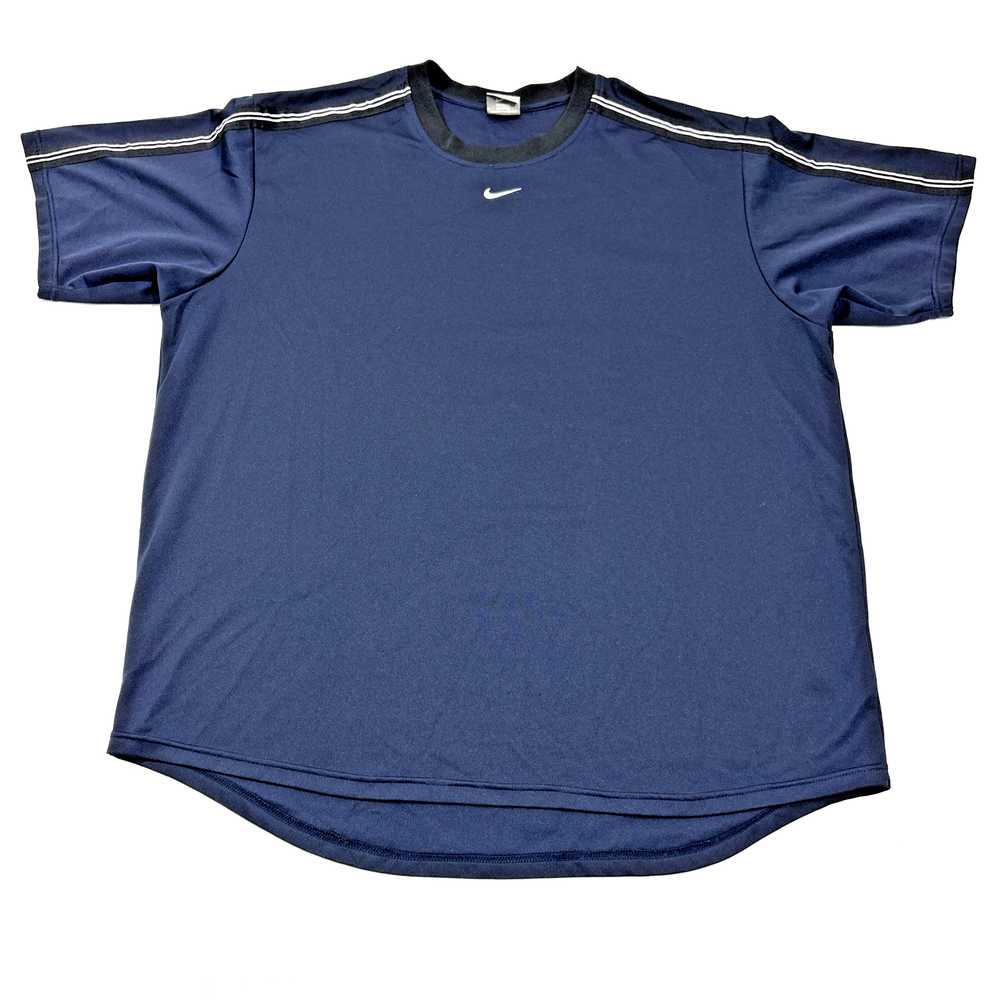 Nike Y2K Center Swoosh Sleeveless Running Shirt Men’s XL Navy Blue Performance