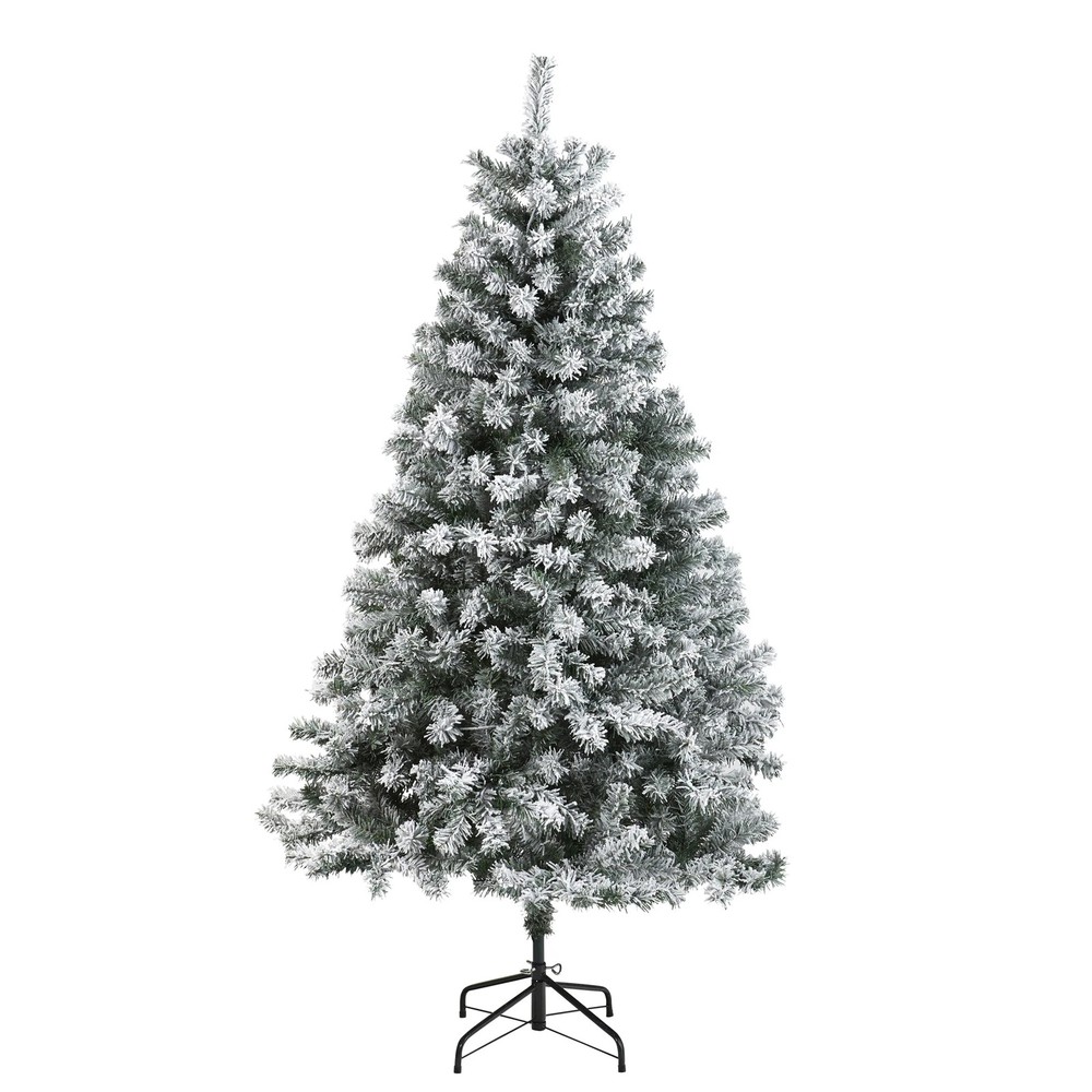 6' Flocked Rock Springs Spruce Christmas Tree - Green Green 6'