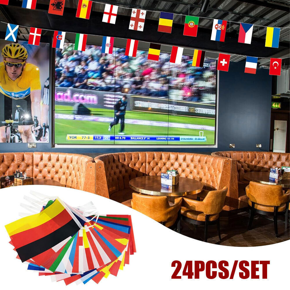8M Euro Football Bunting 2024 Cup 24pcs European Countries Flags National Banner