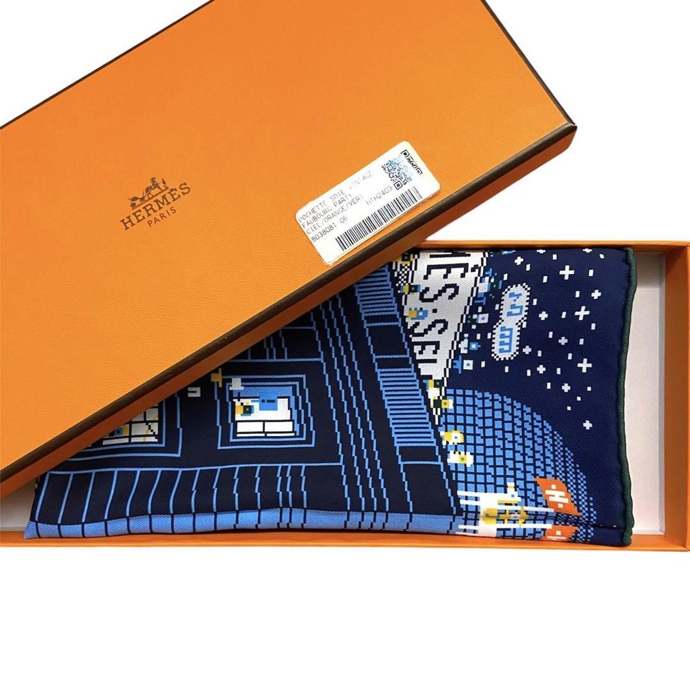 Beautiful and cute Hermes silk scarf Gavroche Faubourg Party Blue