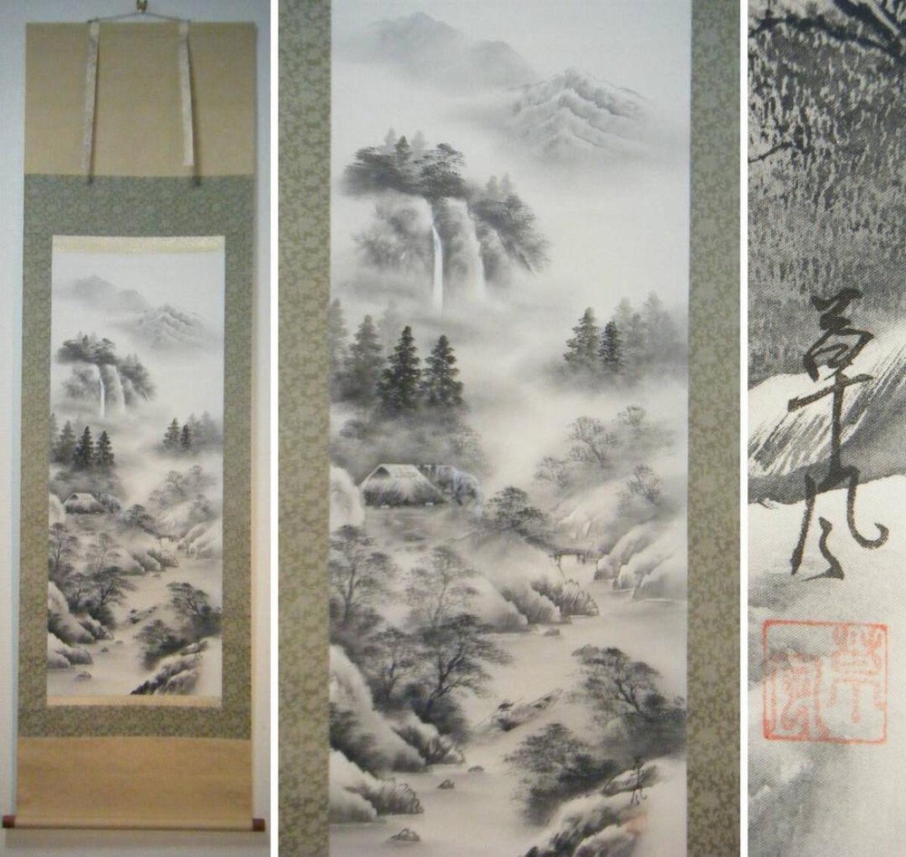 Genuine Hanging Scroll, Kusafu-Maki, Landscape Map, Popular Classic Work, Combin