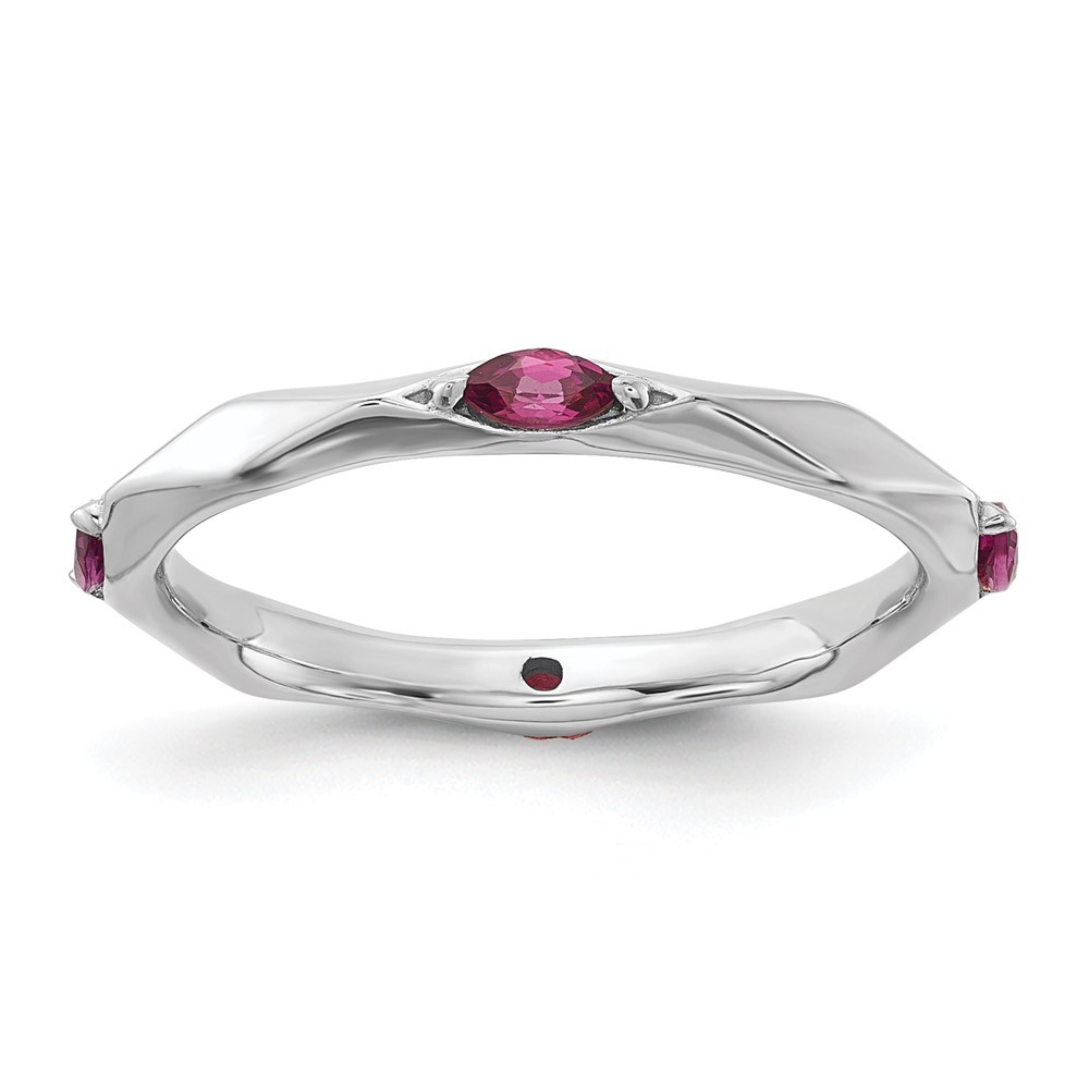 925 Sterling Silver Stackable Expressions Rhodolite Garnet Ring Size 7