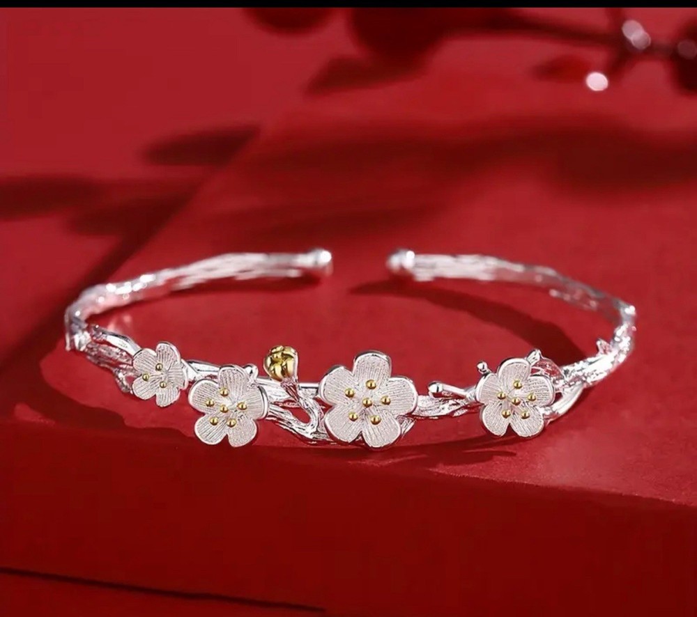 925 Sterling Silver Floral Bracelet for Girls