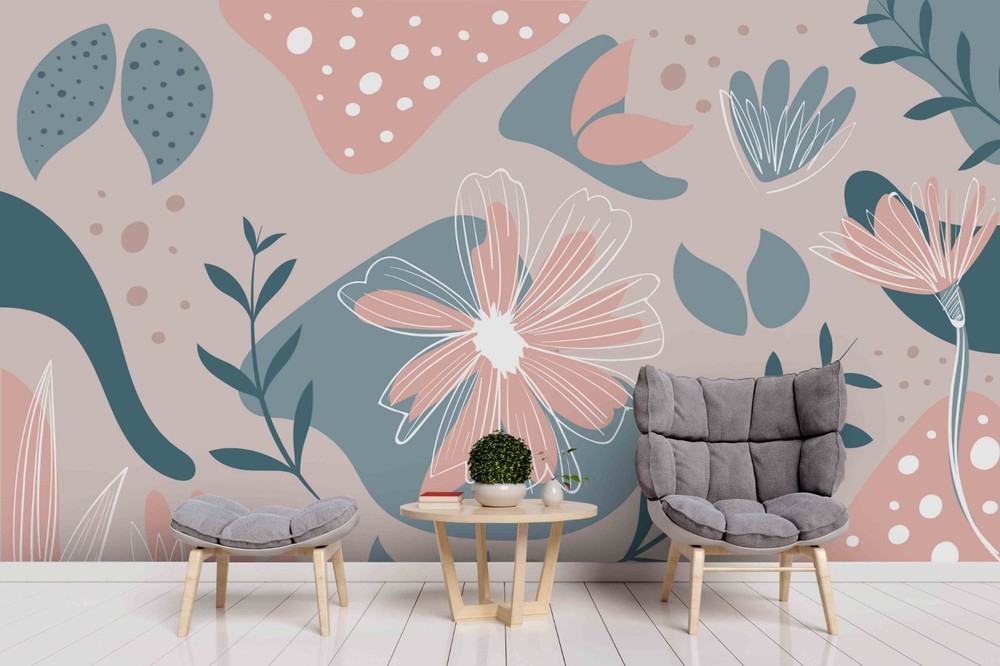 3D Flower Leaves Plant Watercolor Wall Murals Wallpaper Murals Wall Sticker 4