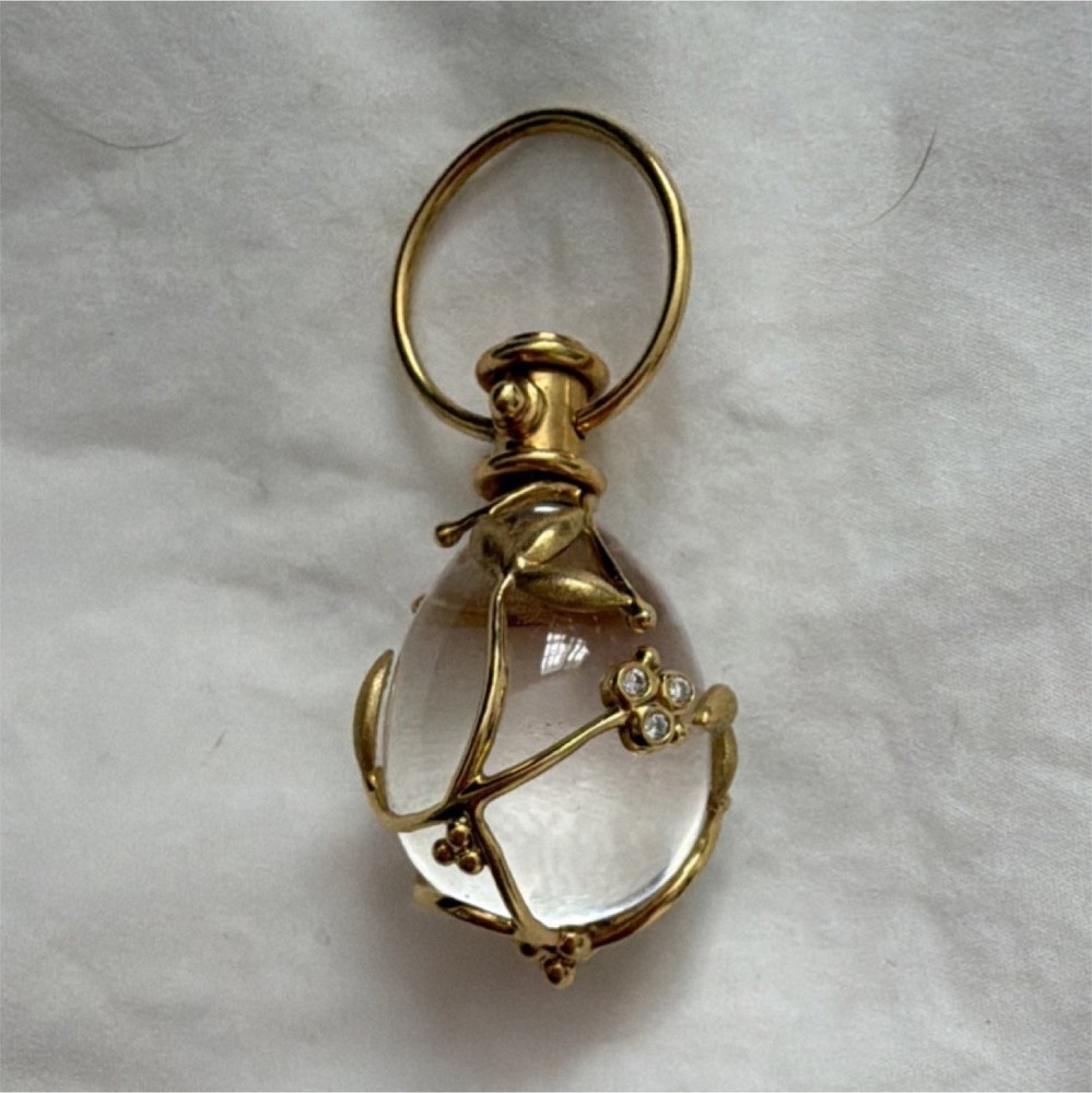 Temple St. Clair 18k Yellow Gold Quartz  Pendant Vine and diamonds