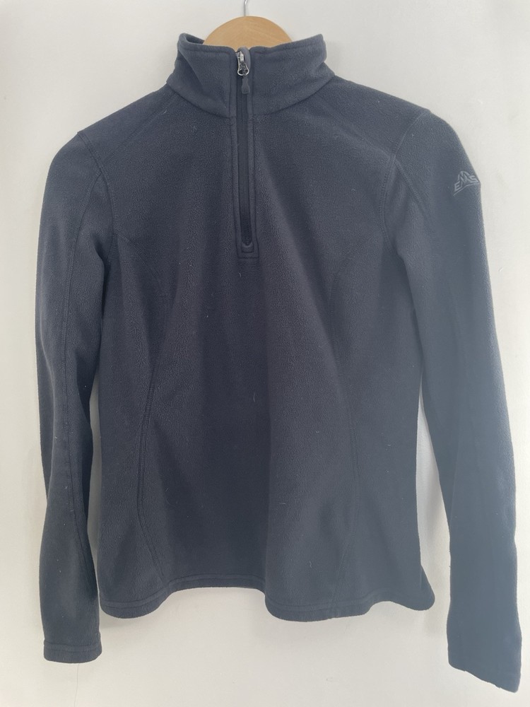 EMS Women's Solid Black Cozy Fleece 1/4 Zip Mock Neck Long Sleeve Pullover XS