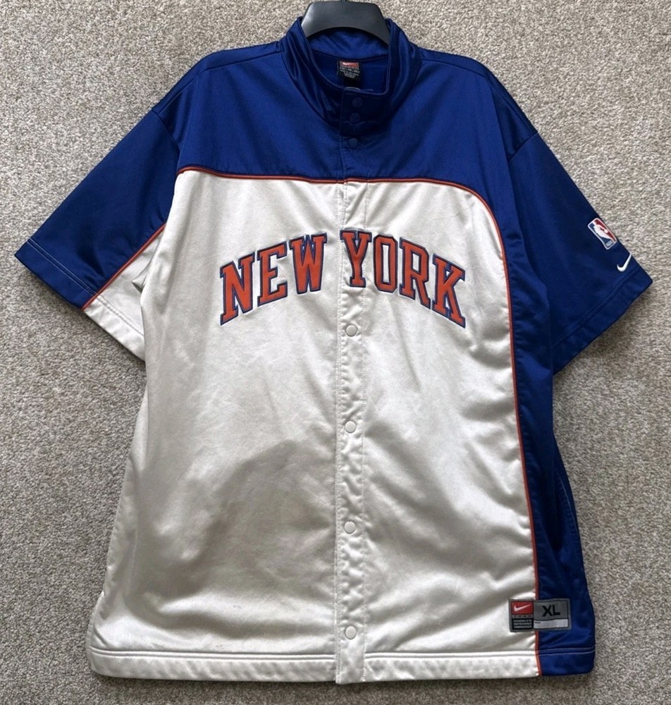 Vintage Nike NBA Mens Size XL New York Knicks Snap Shooting Warm-Up Jersey Shirt