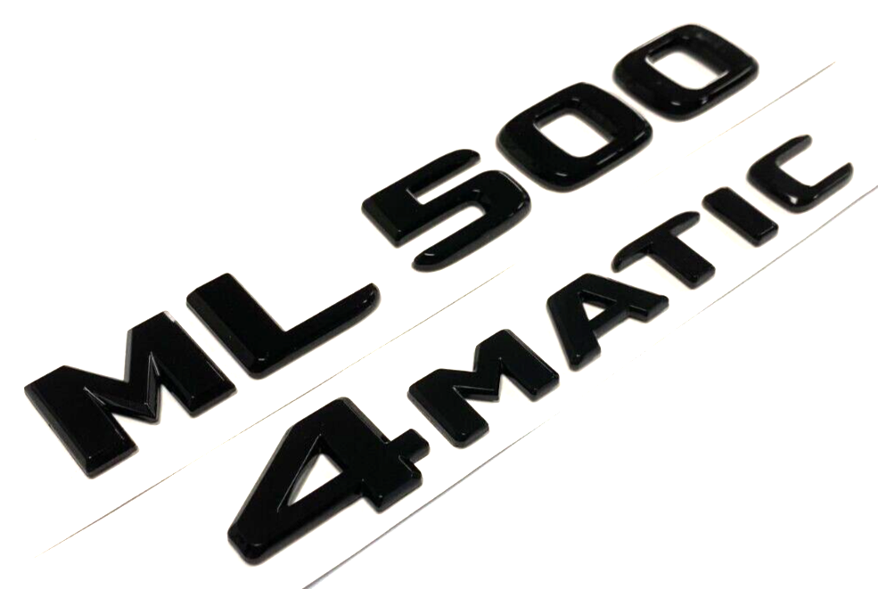 2 BLACK ML500+4MATIC FOR MERCEDES REAR TRUNK EMBLEM BADGE NAMEPLATE DECAL NUMBER