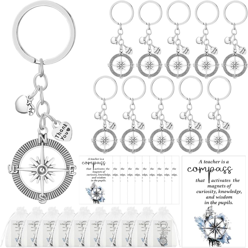 Back to School Gifts for Teachers Campass Keychain Teacher Appreciation...-image