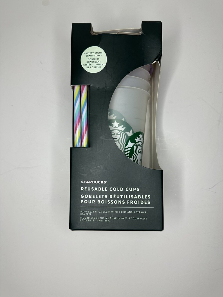 Starbucks Reusable Cold Cups Set of 5 - 24 Fl oz Multi Color - NEW