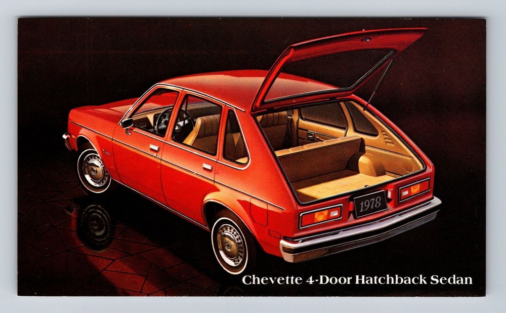 Chevrette 4-Door Hatchback Sedan, Car, Transportation, Antique, Vintage Postcard