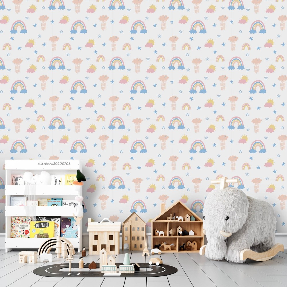 3D Rainbow Clouds Stars Pattern Wall Murals Wallpaper Murals Wall Sticker