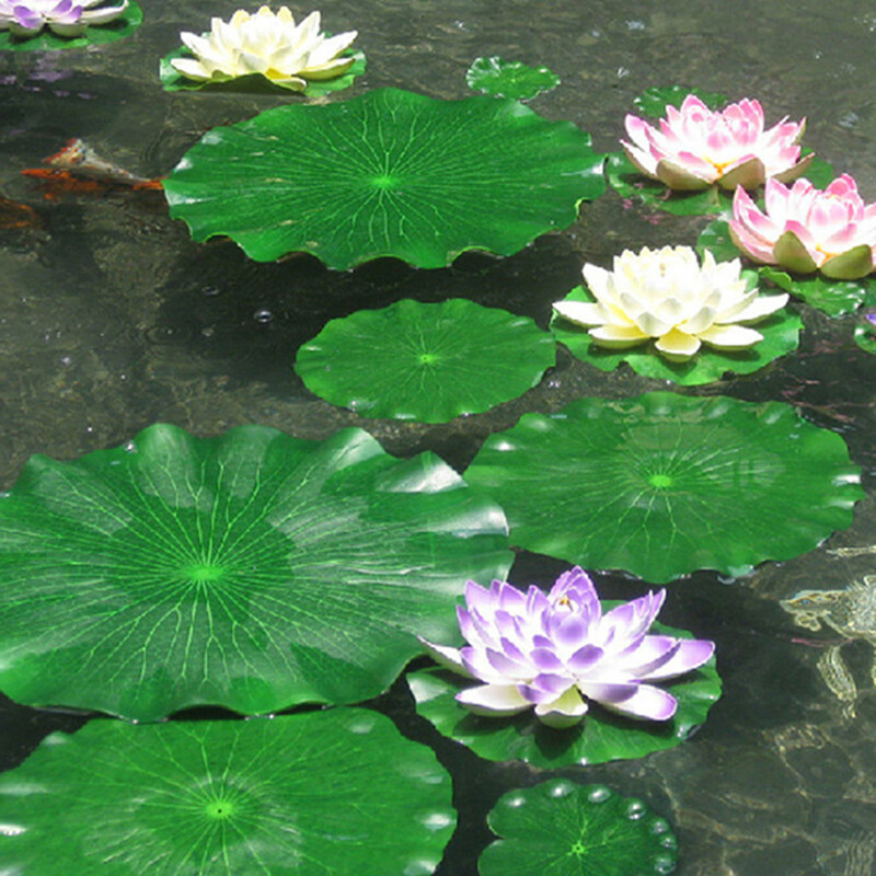 Pack Of 9 Artificial Floating Foam Lotus Leaves Water Lily Pads Ornaments*a5