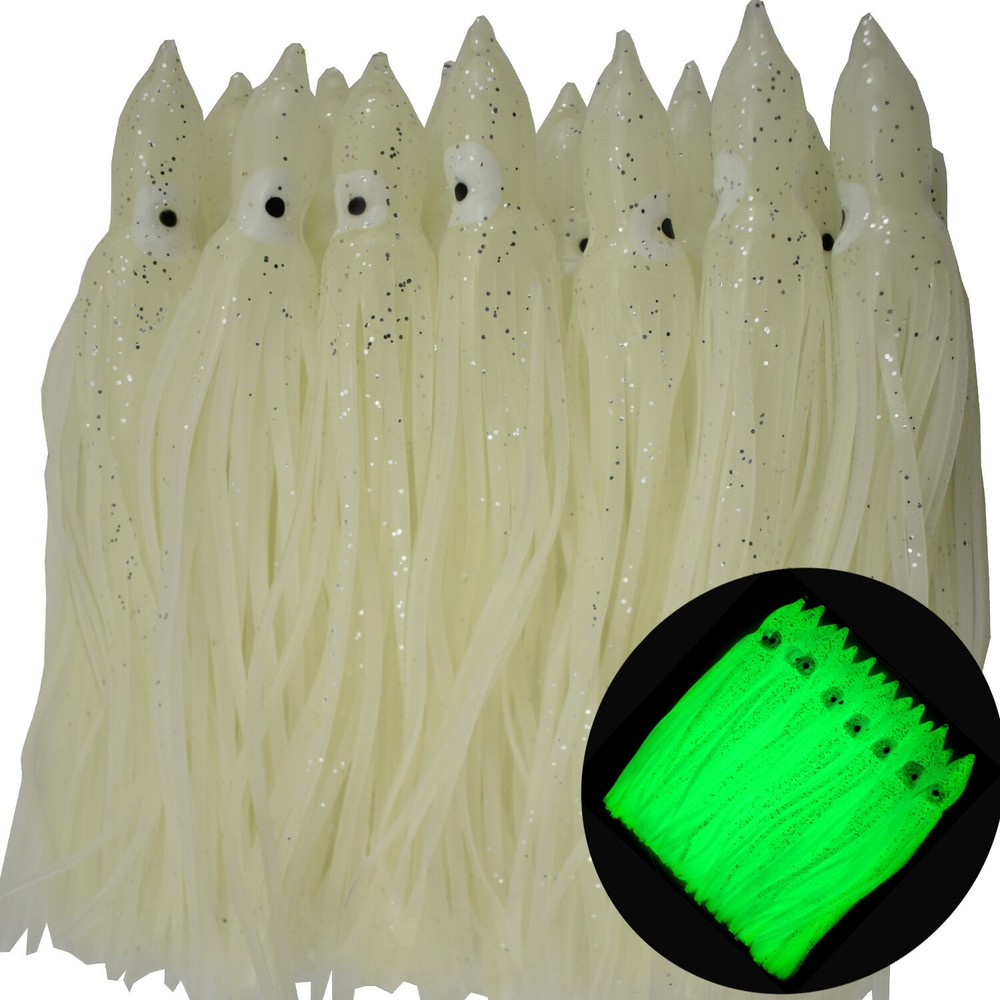 50pcs Glow-in-the-Dark Octopus Skirt Lure Soft Bait for Squid Fishing