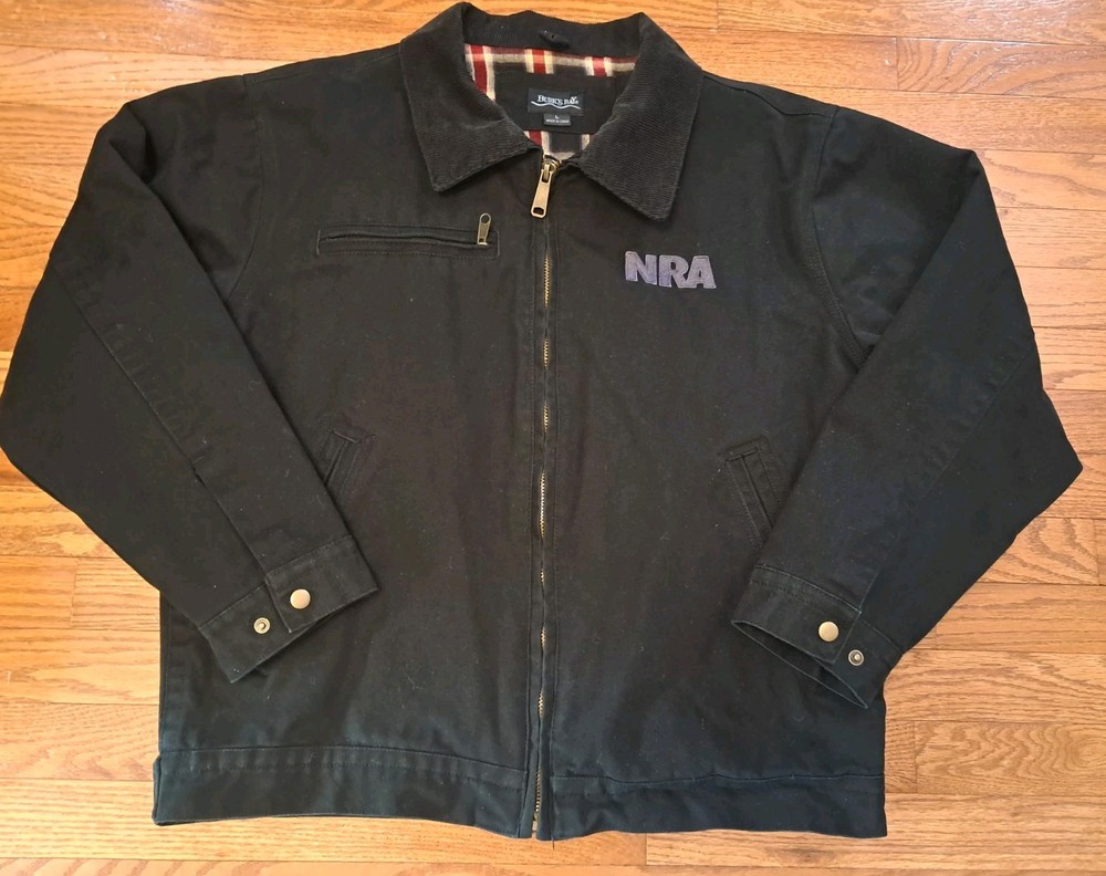 Chaqueta Burks Bay Para Hombre L Negra NRA Pato Lona Resistente Pesada Franela Forrada