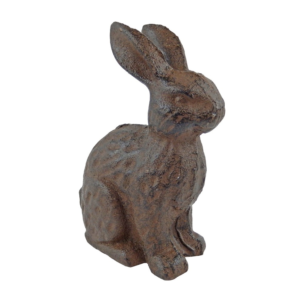 Small Cast Iron Bunny Rabbit Figurine Shelf Sitter Garden Yard Decor Brown