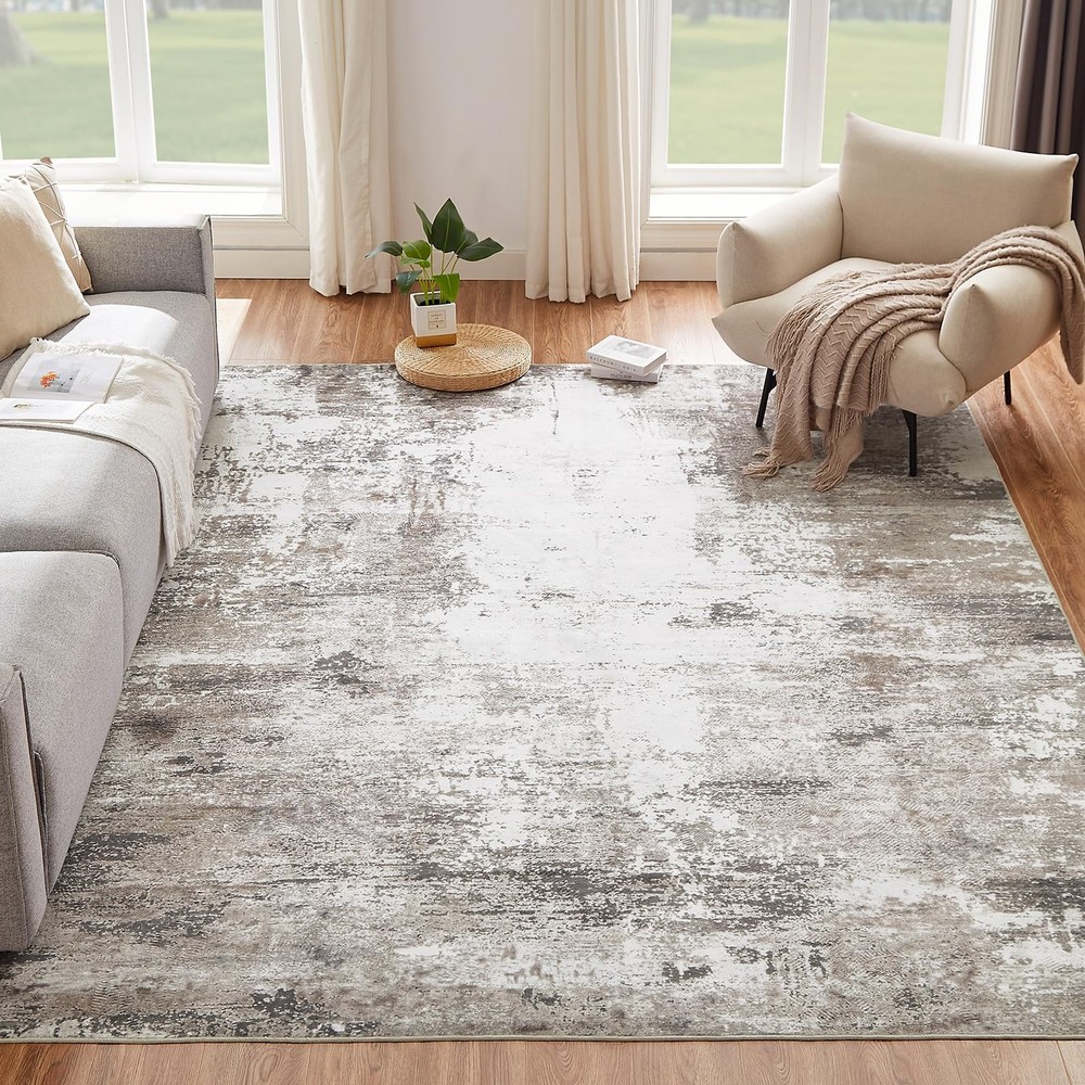 VKLIVING Machine Washable 5x7 Abstract Non-Slip Modern Woven Area Rug
