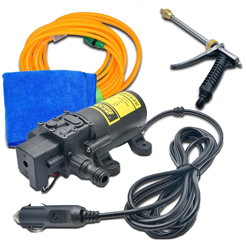 12V 80W Portable Car Pressure Washer with Nozzle Spray Power Pump