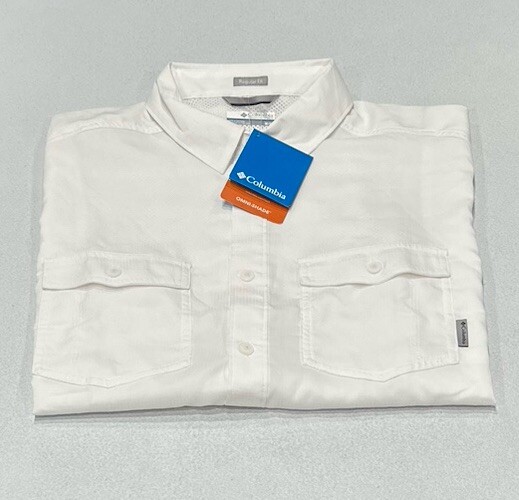 Columbia Men's Omni-Shade Regular Fit Short Sleeve Shirt, White, Size M