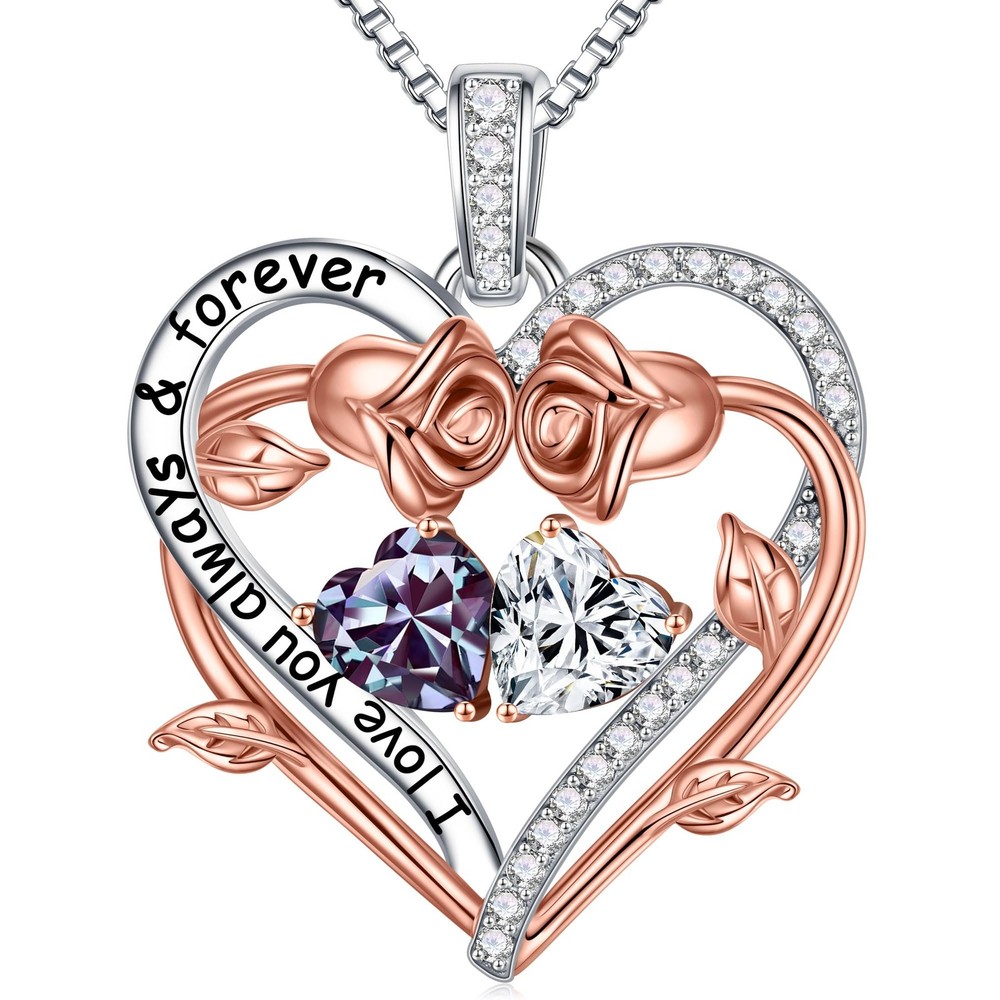 Rose Heart Moissanite Necklace Gifts for Women - Anniversary Birthday Gifts f...