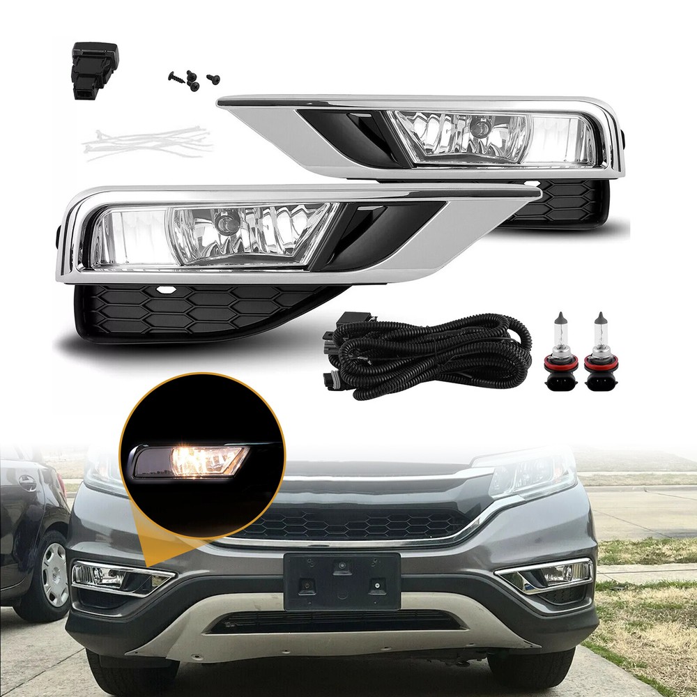 Bumper Fog Lights Lamps + Wiring Kit Switch Set For 2015- 2016 Honda CRV CR-V