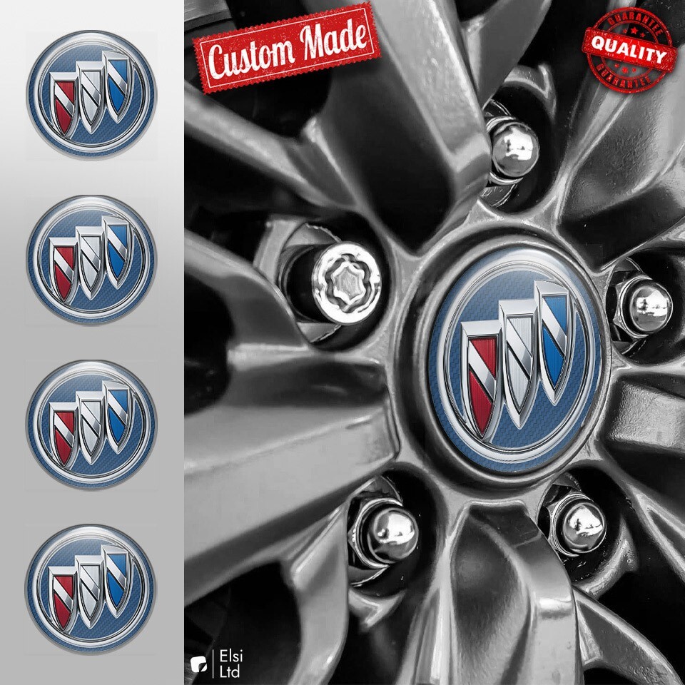Buick Decals | 4pcs Set Wheel Cap Stickers | Custom Made Rim Emblems