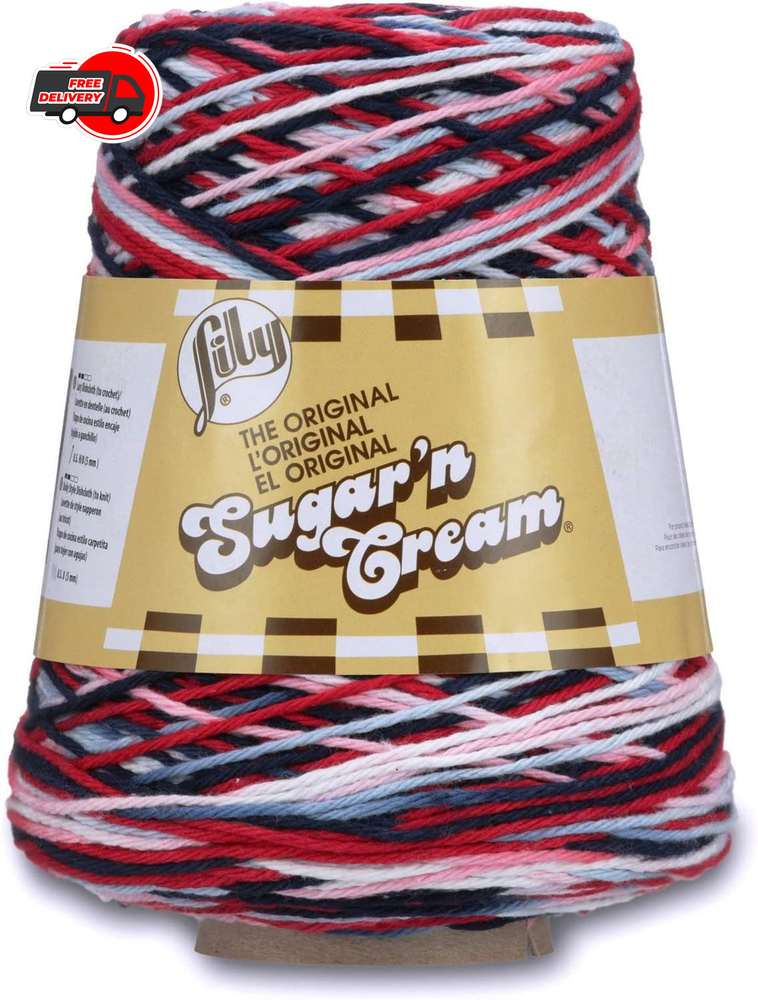 Lily Sugar'n Cream Cotton Cone Yarn, 14 oz, Nautical Ombre, 1 Cone