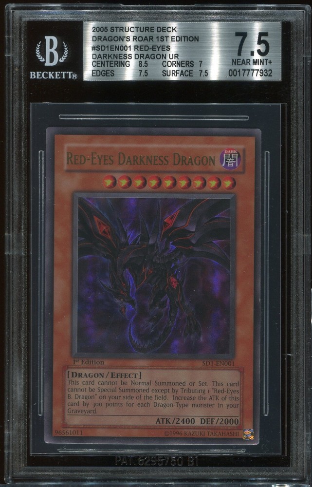 1st Ed Red-Eyes Darkness Dragon Ultra Rare BGS 7.5 SD1-EN001 2005 Yugioh