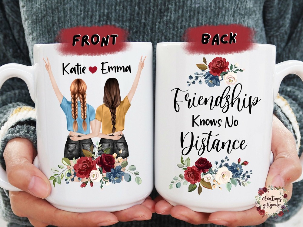Friendship Knows No Distance Coffee Mug Custom Sister Moving Gift Long Distance