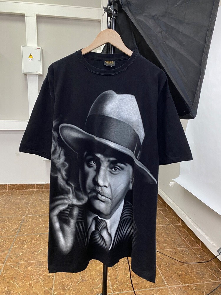 Vintage 90s Al Capone Retro XL/XXL Black T-Shirt Rare USA Made Hype