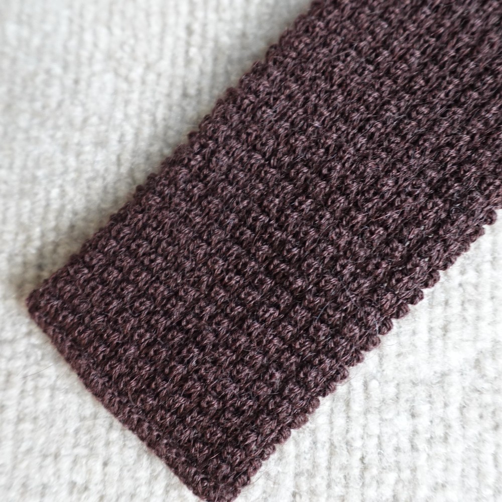 Rooster Mens Knit Tie Brown Solid Wool Mohair Vintage