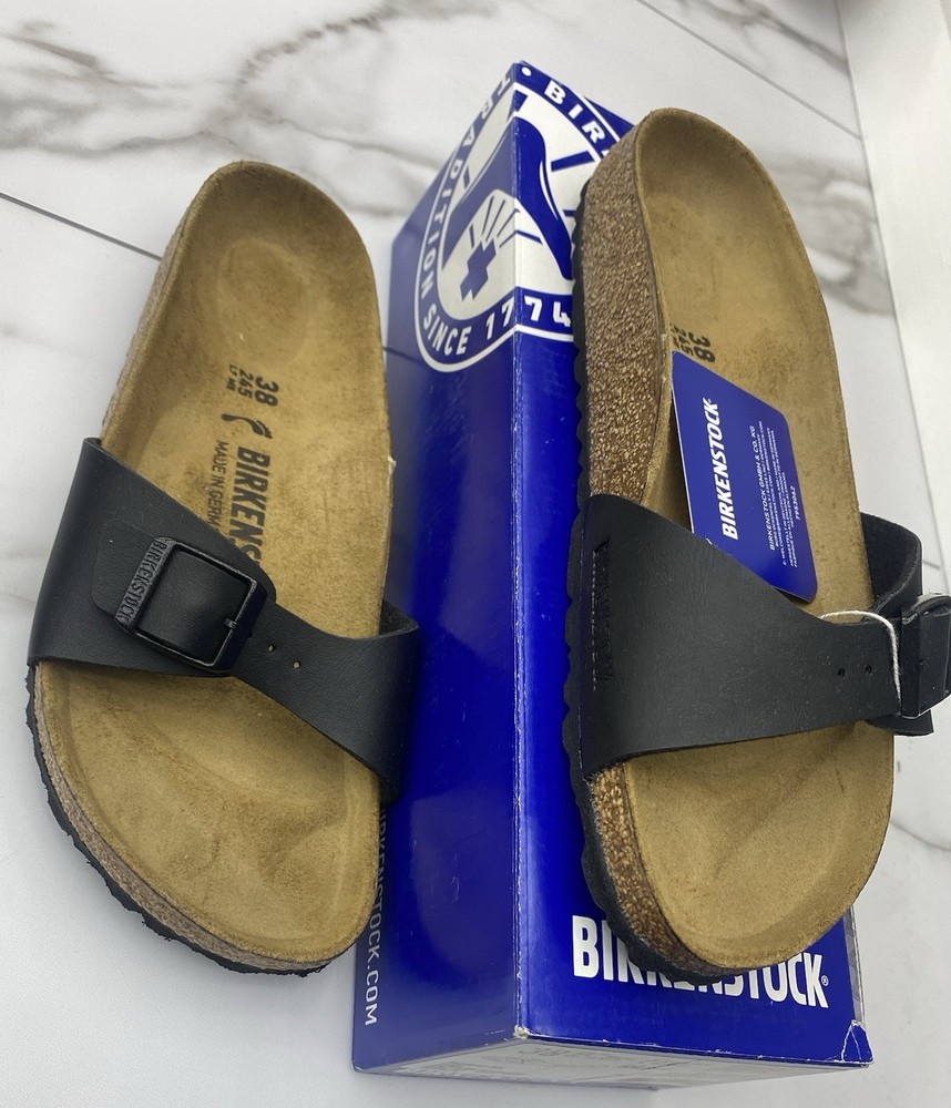 Birkenstock Madrid Birko-Flor Slide Sandal Black Womens Size EU 41