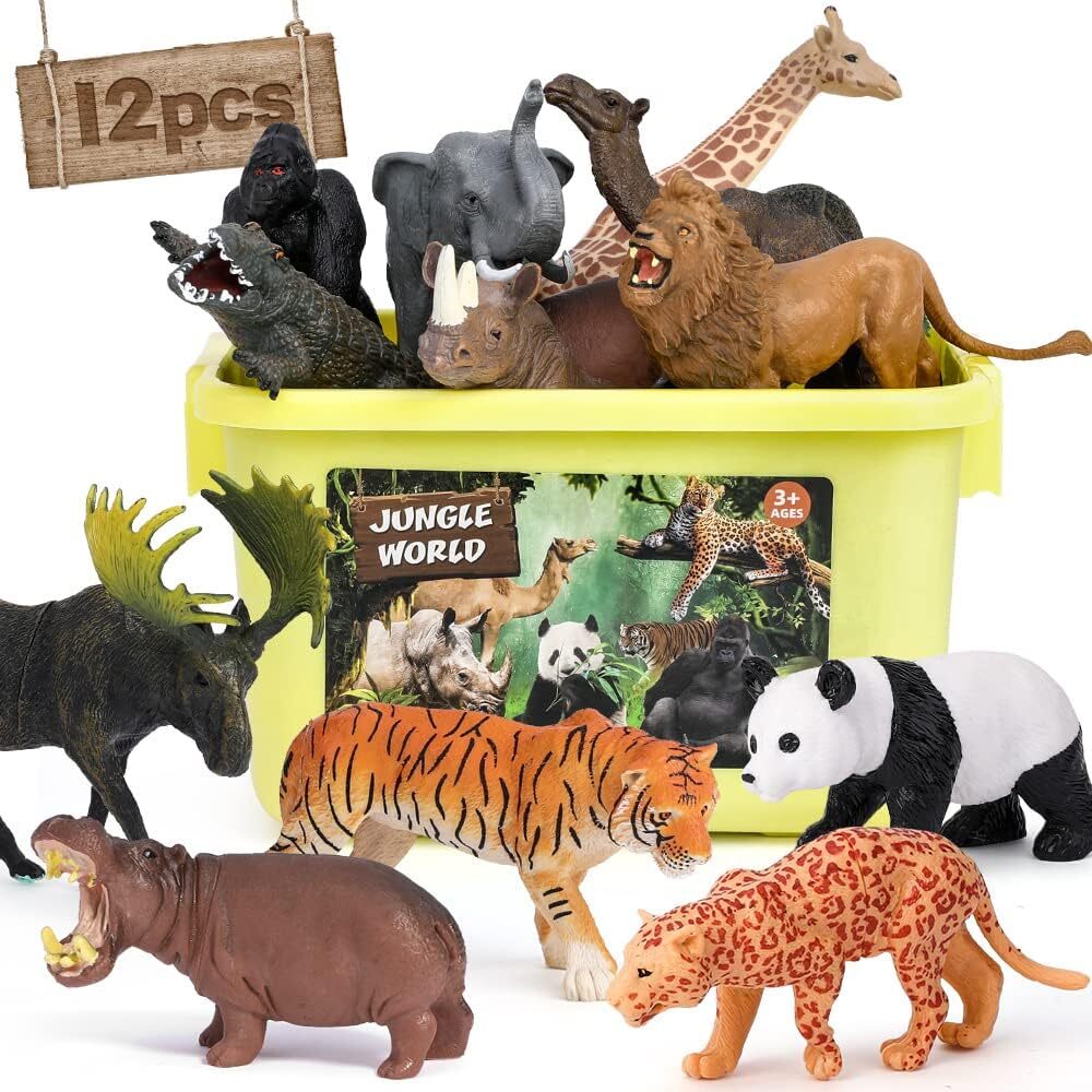 Wildlife Animals Action Figures Toys Playset With Activity Play Mat For Kids Toy