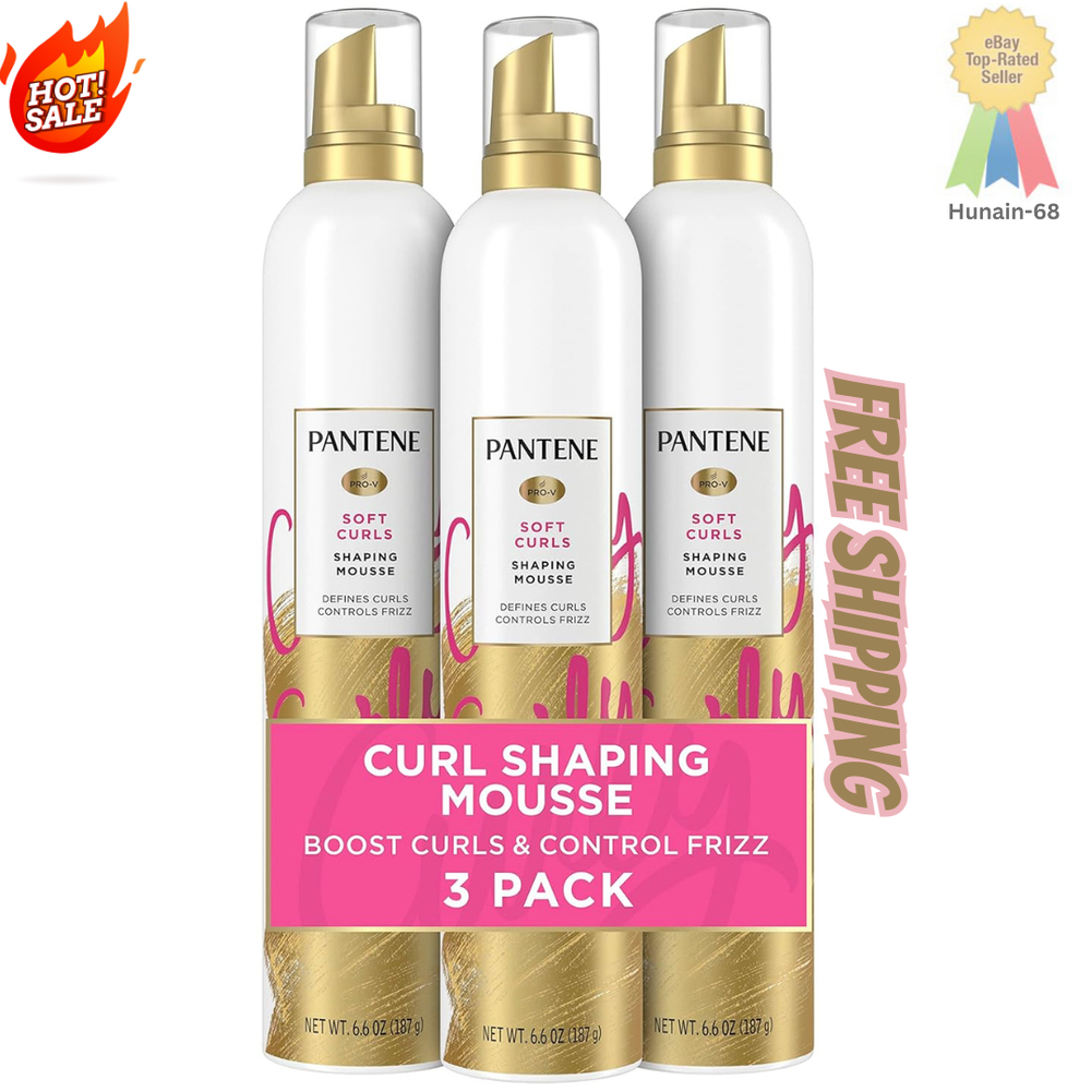 3 PACK Pantene Pro-V Curly Soft Curls Shaping Mousse, 6.6 oz