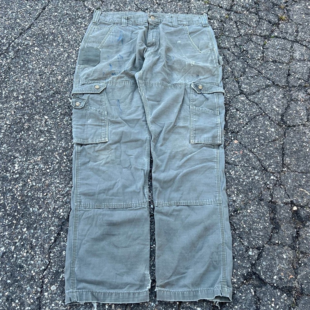 Vintage Y2K green Carhartt cargo work wear carpenter pants